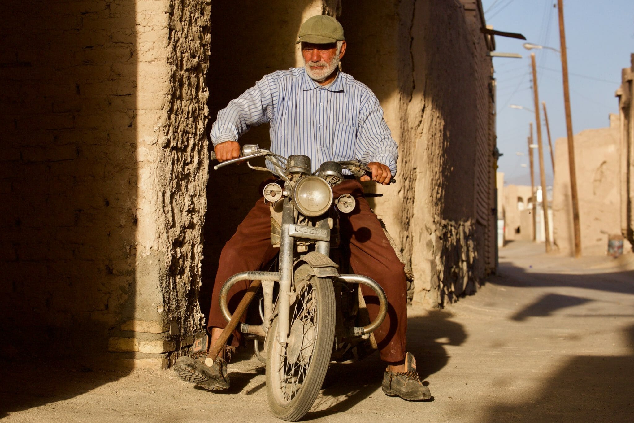 Starting the bike in pre-islamic remains Nain Iran May 2016