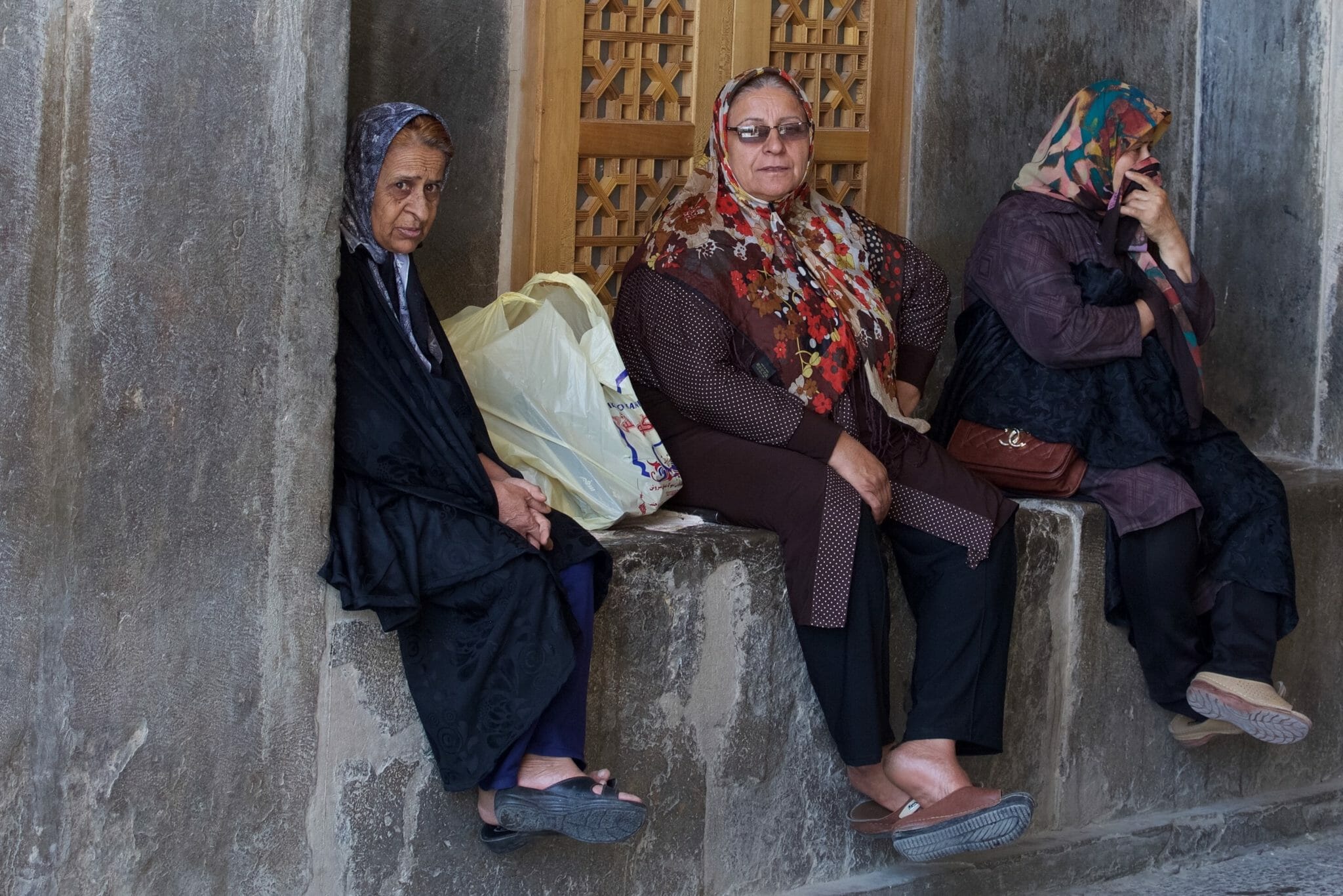 Three ladies in front of a Mosque Isphahan Iran May 2016